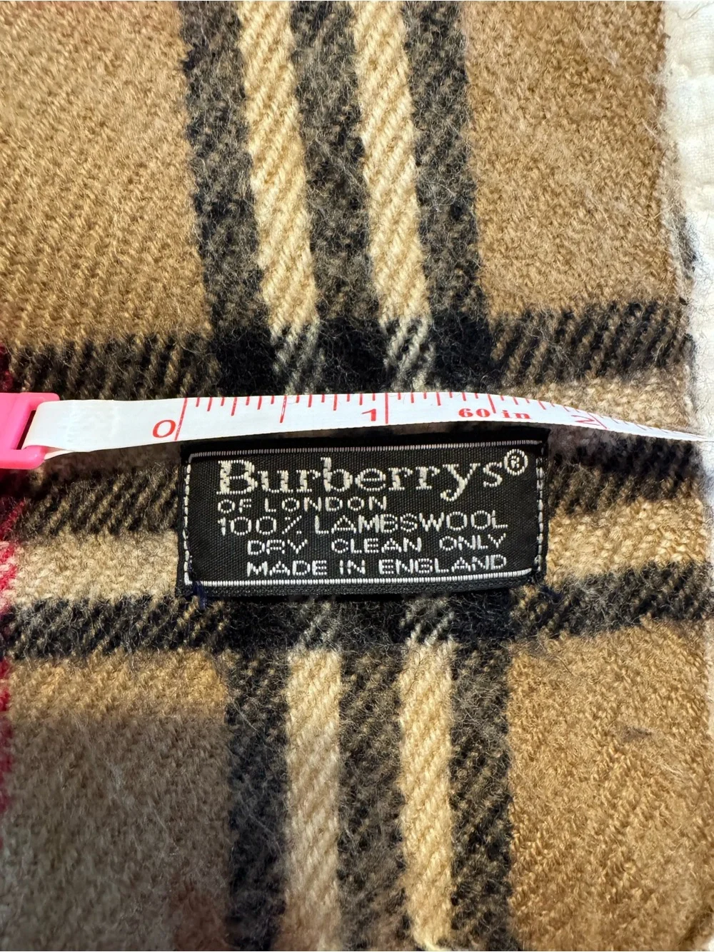 Burberrys of London Vintage 100% Lambswool Classic Tan Nova Check Scarf W/COA - Picture 8 of 10